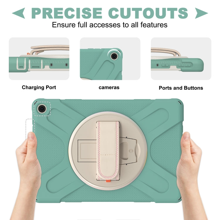 For Amazon Kindle Fire HD 10 2021 Silicone + PC Protective Case with Holder & Shoulder Strap(Emerald Green) - Amazon by buy2fix | Online Shopping UK | buy2fix