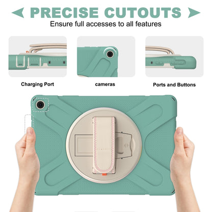 For Amazon Kindle Fire HD 10 2021 Silicone + PC Protective Case with Holder & Shoulder Strap(Emerald Green) - Amazon by buy2fix | Online Shopping UK | buy2fix