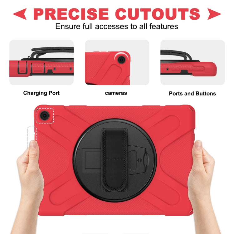 For Amazon Kindle Fire HD 10 2021 Silicone + PC Protective Case with Holder & Shoulder Strap(Red) - Amazon by buy2fix | Online Shopping UK | buy2fix