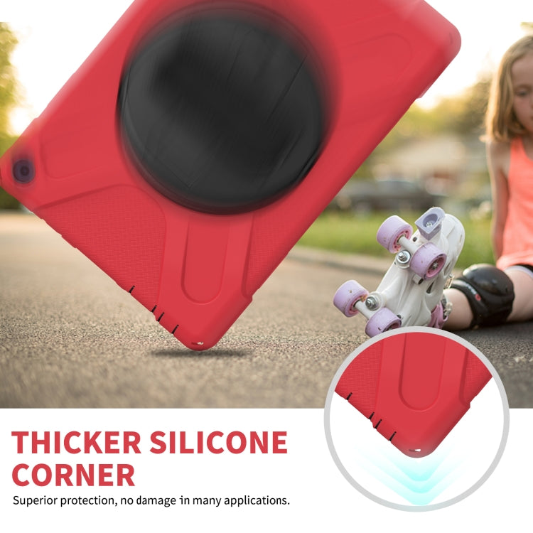 For Amazon Kindle Fire HD 10 2021 Silicone + PC Protective Case with Holder & Shoulder Strap(Red) - Amazon by buy2fix | Online Shopping UK | buy2fix