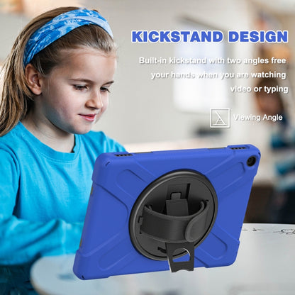 For Amazon Kindle Fire HD 10 2021 Silicone + PC Protective Case with Holder & Shoulder Strap(Blue) - Amazon by buy2fix | Online Shopping UK | buy2fix