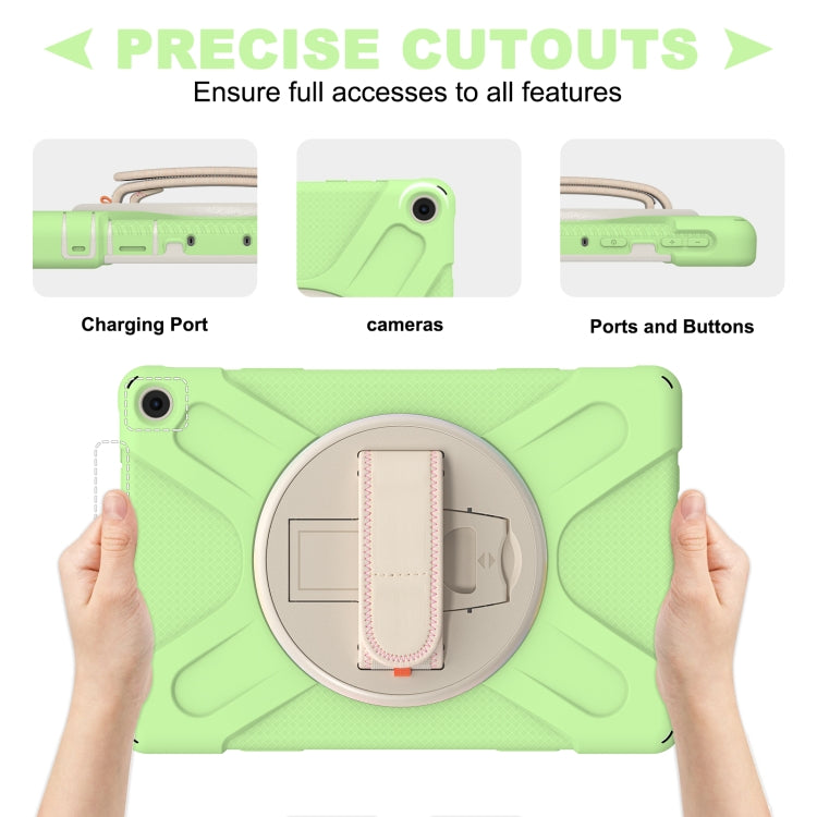 For Amazon Kindle Fire HD 10 2021 Silicone + PC Protective Case with Holder & Shoulder Strap(Matcha Green) - Amazon by buy2fix | Online Shopping UK | buy2fix