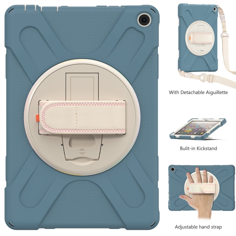 For Amazon Kindle Fire HD 10 2021 Silicone + PC Protective Case with Holder & Shoulder Strap(Cornflower Blue) - Amazon by buy2fix | Online Shopping UK | buy2fix