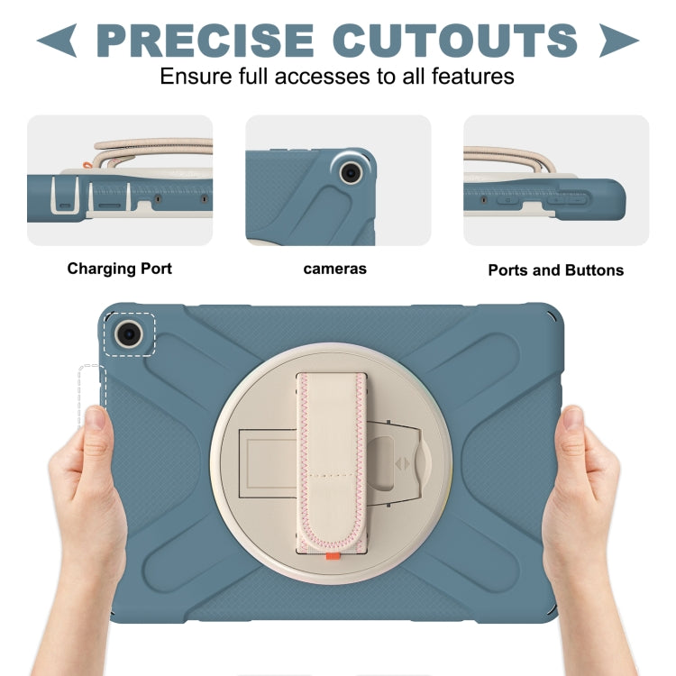 For Amazon Kindle Fire HD 10 2021 Silicone + PC Protective Case with Holder & Shoulder Strap(Cornflower Blue) - Amazon by buy2fix | Online Shopping UK | buy2fix