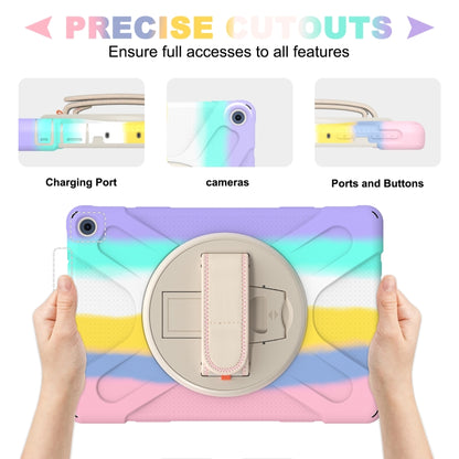 For Amazon Kindle Fire HD 10 2021 Silicone + PC Protective Case with Holder & Shoulder Strap(Colorful Pink) - Amazon by buy2fix | Online Shopping UK | buy2fix