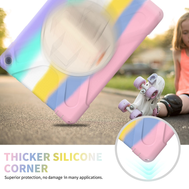 For Amazon Kindle Fire HD 10 2021 Silicone + PC Protective Case with Holder & Shoulder Strap(Colorful Pink) - Amazon by buy2fix | Online Shopping UK | buy2fix