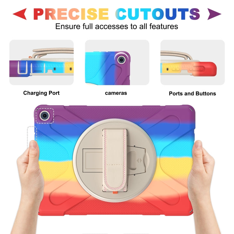 For Amazon Kindle Fire HD 10 2021 Silicone + PC Protective Case with Holder & Shoulder Strap(Colorful Red) - Amazon by buy2fix | Online Shopping UK | buy2fix