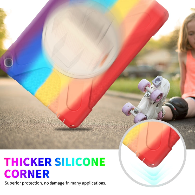 For Amazon Kindle Fire HD 10 2021 Silicone + PC Protective Case with Holder & Shoulder Strap(Colorful Red) - Amazon by buy2fix | Online Shopping UK | buy2fix