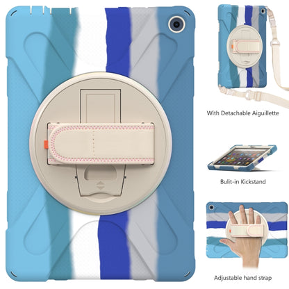 For Amazon Kindle Fire HD 10 2021 Silicone + PC Protective Case with Holder & Shoulder Strap(Colorful Blue) - Amazon by buy2fix | Online Shopping UK | buy2fix