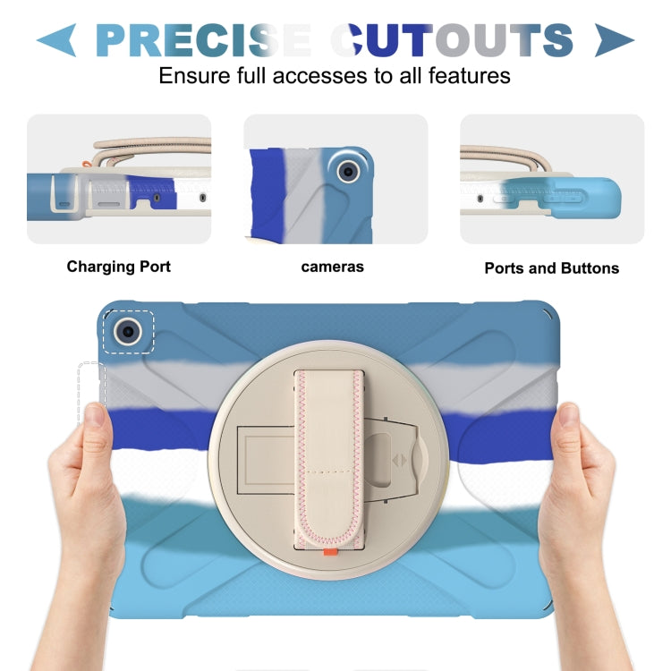 For Amazon Kindle Fire HD 10 2021 Silicone + PC Protective Case with Holder & Shoulder Strap(Colorful Blue) - Amazon by buy2fix | Online Shopping UK | buy2fix