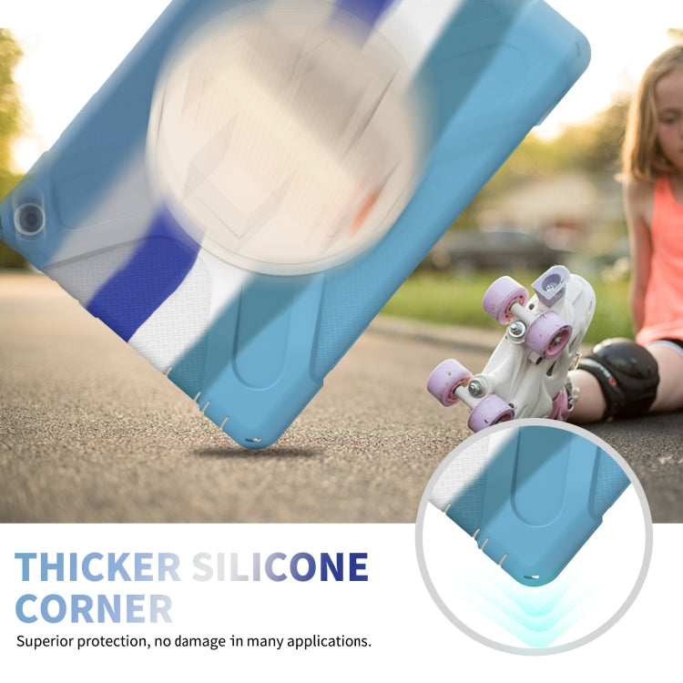 For Amazon Kindle Fire HD 10 2021 Silicone + PC Protective Case with Holder & Shoulder Strap(Colorful Blue) - Amazon by buy2fix | Online Shopping UK | buy2fix