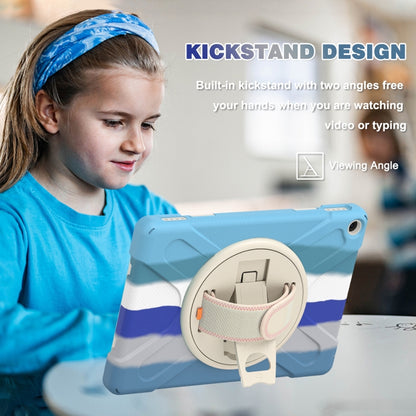 For Amazon Kindle Fire HD 10 2021 Silicone + PC Protective Case with Holder & Shoulder Strap(Colorful Blue) - Amazon by buy2fix | Online Shopping UK | buy2fix