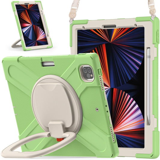 For iPad Pro 12.9 2022 / 2021 Silicone + PC Protective Tablet Case with Holder & Shoulder Strap(Matcha Green) - iPad Pro 12.9 (2022/2021) Cases by buy2fix | Online Shopping UK | buy2fix