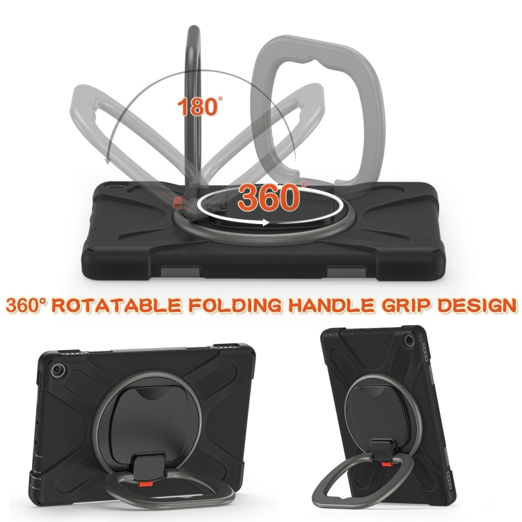 Silicone + PC Protective Case with Holder & Shoulder Strap For Amazon Kindle Fire HD 10 2021(Black+Grey) - Amazon by buy2fix | Online Shopping UK | buy2fix