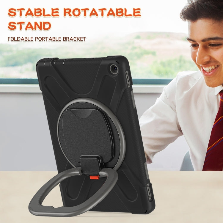 Silicone + PC Protective Case with Holder & Shoulder Strap For Amazon Kindle Fire HD 10 2021(Black+Grey) - Amazon by buy2fix | Online Shopping UK | buy2fix