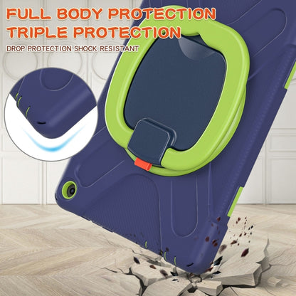 Silicone + PC Protective Case with Holder & Shoulder Strap For Amazon Kindle Fire HD 10 2021(Navy Blue + Lime) - Amazon by buy2fix | Online Shopping UK | buy2fix