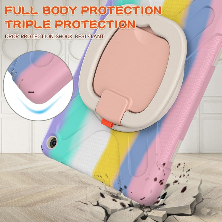 Silicone + PC Protective Case with Holder & Shoulder Strap For Amazon Kindle Fire HD 10 2021(Colorful Pink) - Amazon by buy2fix | Online Shopping UK | buy2fix