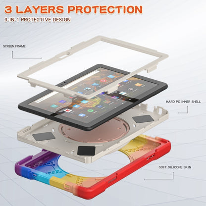 Silicone + PC Protective Case with Holder & Shoulder Strap For Amazon Kindle Fire HD 10 2021(Colorful Red) - Amazon by buy2fix | Online Shopping UK | buy2fix