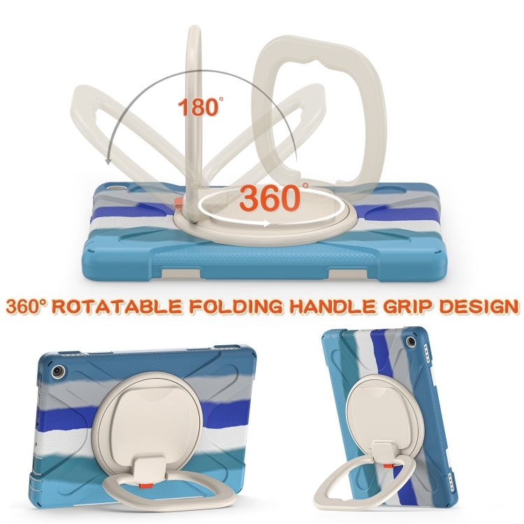 Silicone + PC Protective Case with Holder & Shoulder Strap For Amazon Kindle Fire HD 10 2021(Colorful Blue) - Amazon by buy2fix | Online Shopping UK | buy2fix