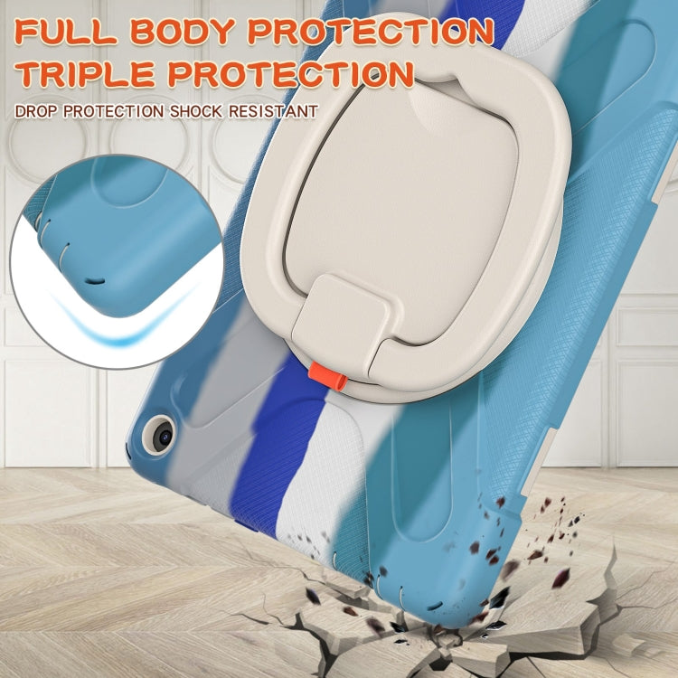 Silicone + PC Protective Case with Holder & Shoulder Strap For Amazon Kindle Fire HD 10 2021(Colorful Blue) - Amazon by buy2fix | Online Shopping UK | buy2fix