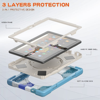 Silicone + PC Protective Case with Holder & Shoulder Strap For Amazon Kindle Fire HD 10 2021(Colorful Blue) - Amazon by buy2fix | Online Shopping UK | buy2fix