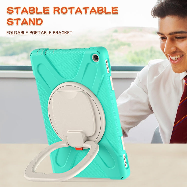 Silicone + PC Protective Case with Holder & Shoulder Strap For Amazon Kindle Fire HD 10 2021(Mint Green) - Amazon by buy2fix | Online Shopping UK | buy2fix