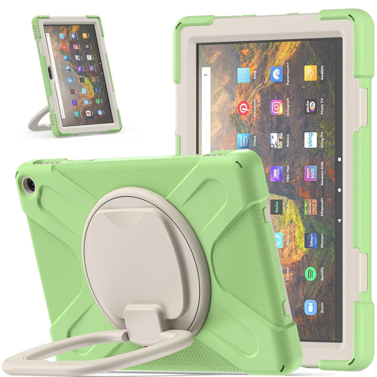Silicone + PC Protective Case with Holder & Shoulder Strap For Amazon Kindle Fire HD 10 2021(Matcha Green) - Amazon by buy2fix | Online Shopping UK | buy2fix