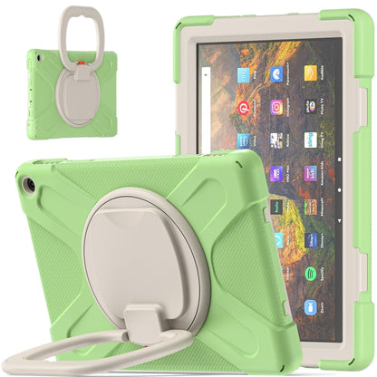 Silicone + PC Protective Case with Holder & Shoulder Strap For Amazon Kindle Fire HD 10 2021(Matcha Green) - Amazon by buy2fix | Online Shopping UK | buy2fix
