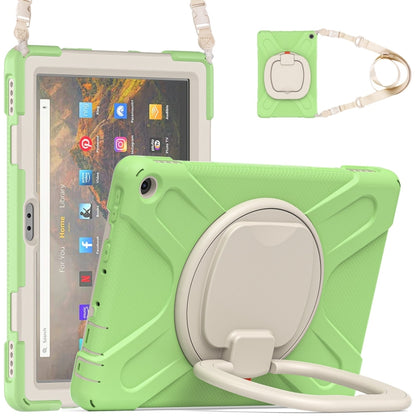 Silicone + PC Protective Case with Holder & Shoulder Strap For Amazon Kindle Fire HD 10 2021(Matcha Green) - Amazon by buy2fix | Online Shopping UK | buy2fix