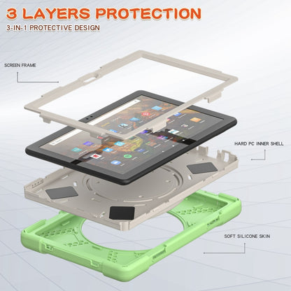 Silicone + PC Protective Case with Holder & Shoulder Strap For Amazon Kindle Fire HD 10 2021(Matcha Green) - Amazon by buy2fix | Online Shopping UK | buy2fix