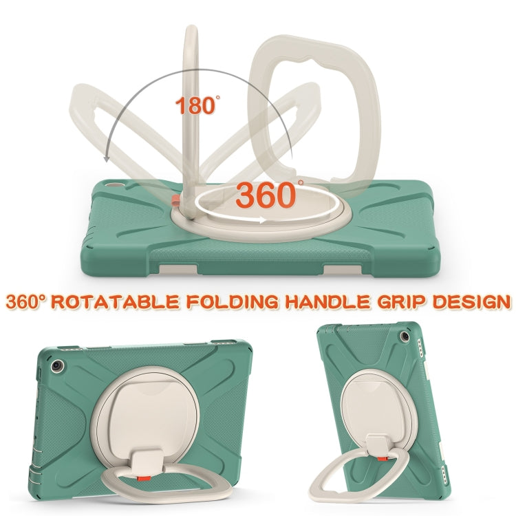 Silicone + PC Protective Case with Holder & Shoulder Strap For Amazon Kindle Fire HD 10 2021(Emerald Green) - Amazon by buy2fix | Online Shopping UK | buy2fix