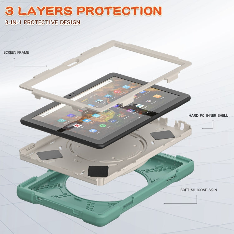 Silicone + PC Protective Case with Holder & Shoulder Strap For Amazon Kindle Fire HD 10 2021(Emerald Green) - Amazon by buy2fix | Online Shopping UK | buy2fix