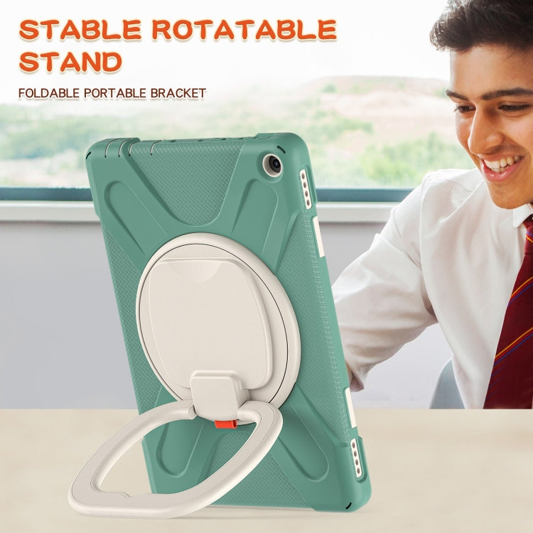 Silicone + PC Protective Case with Holder & Shoulder Strap For Amazon Kindle Fire HD 10 2021(Emerald Green) - Amazon by buy2fix | Online Shopping UK | buy2fix