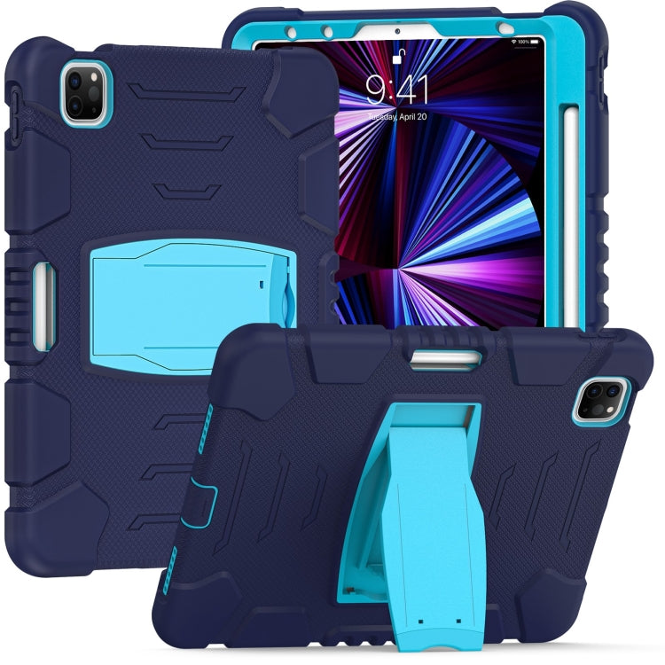 For iPad Pro 11 2022 / 2021 / 2020 / 2018 3-Layer Protection Screen Frame + PC + Silicone Shockproof Combination Tablet Case with Holder(NavyBlue+Blue) - iPad Pro 11 (2022/2021) Cases by buy2fix | Online Shopping UK | buy2fix