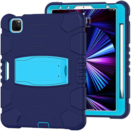 For iPad Pro 11 2022 / 2021 / 2020 / 2018 3-Layer Protection Screen Frame + PC + Silicone Shockproof Combination Tablet Case with Holder(NavyBlue+Blue) - iPad Pro 11 (2022/2021) Cases by buy2fix | Online Shopping UK | buy2fix
