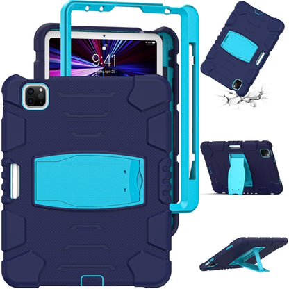 For iPad Pro 11 2022 / 2021 / 2020 / 2018 3-Layer Protection Screen Frame + PC + Silicone Shockproof Combination Tablet Case with Holder(NavyBlue+Blue) - iPad Pro 11 (2022/2021) Cases by buy2fix | Online Shopping UK | buy2fix