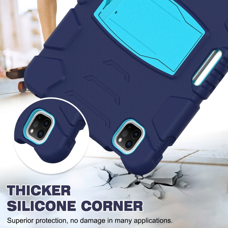 For iPad Pro 11 2022 / 2021 / 2020 / 2018 3-Layer Protection Screen Frame + PC + Silicone Shockproof Combination Tablet Case with Holder(NavyBlue+Blue) - iPad Pro 11 (2022/2021) Cases by buy2fix | Online Shopping UK | buy2fix