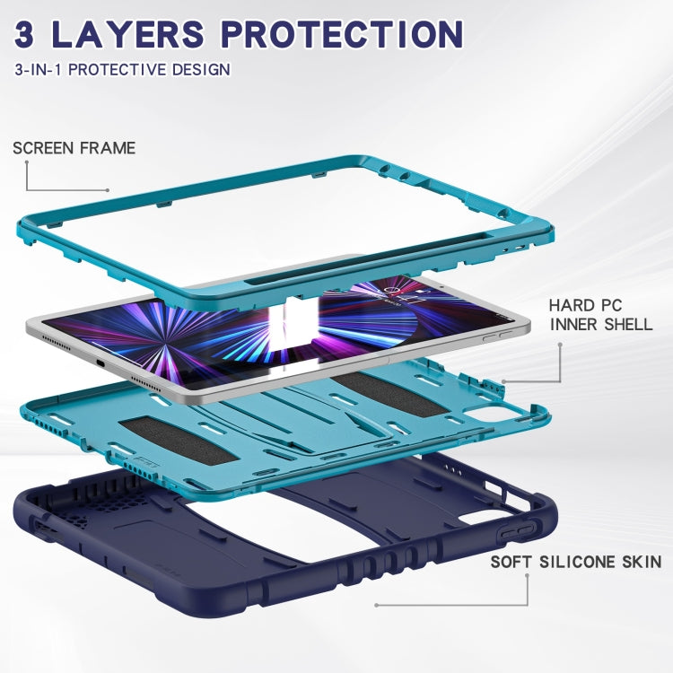 For iPad Pro 11 2022 / 2021 / 2020 / 2018 3-Layer Protection Screen Frame + PC + Silicone Shockproof Combination Tablet Case with Holder(NavyBlue+Blue) - iPad Pro 11 (2022/2021) Cases by buy2fix | Online Shopping UK | buy2fix
