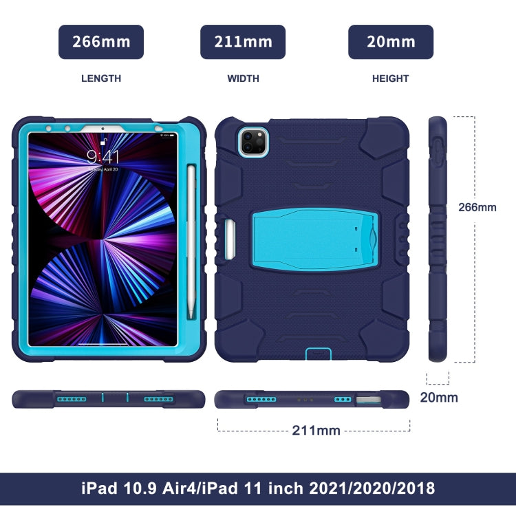 For iPad Pro 11 2022 / 2021 / 2020 / 2018 3-Layer Protection Screen Frame + PC + Silicone Shockproof Combination Tablet Case with Holder(NavyBlue+Blue) - iPad Pro 11 (2022/2021) Cases by buy2fix | Online Shopping UK | buy2fix