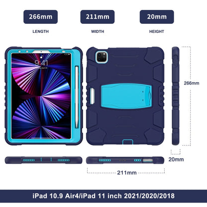 For iPad Pro 11 2022 / 2021 / 2020 / 2018 3-Layer Protection Screen Frame + PC + Silicone Shockproof Combination Tablet Case with Holder(NavyBlue+Blue) - iPad Pro 11 (2022/2021) Cases by buy2fix | Online Shopping UK | buy2fix
