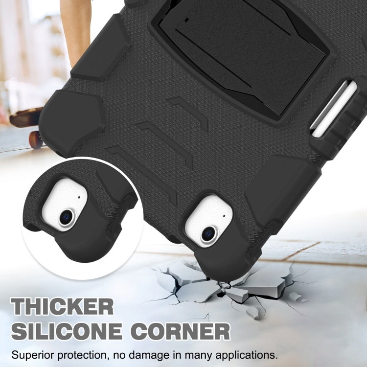 3-Layer PC + Silicone Shockproof Tablet Case with Holder For iPad Air 2020 / 2022 10.9 / Pro 11 2022 / 2021 / 2020 / 2018(Black+Black) - iPad Air (2022) / (2020) 10.9 Cases by buy2fix | Online Shopping UK | buy2fix