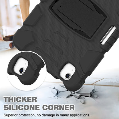 3-Layer PC + Silicone Shockproof Tablet Case with Holder For iPad Air 2020 / 2022 10.9 / Pro 11 2022 / 2021 / 2020 / 2018(Black+Black) - iPad Air (2022) / (2020) 10.9 Cases by buy2fix | Online Shopping UK | buy2fix