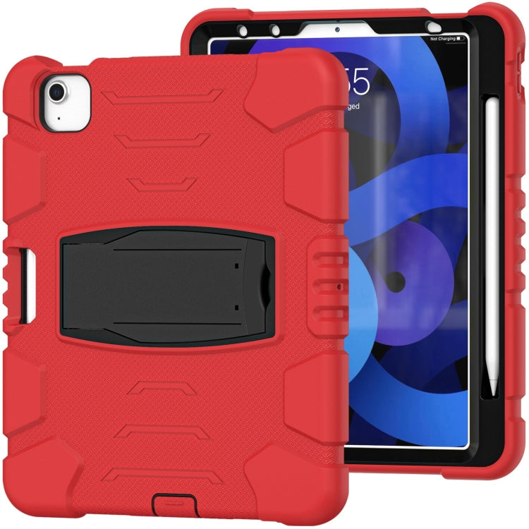 3-Layer PC + Silicone Shockproof Tablet Case with Holder For iPad Air 2020 / 2022 10.9 / Pro 11 2022 / 2021 / 2020 / 2018(Red+Black) - iPad Air (2022) / (2020) 10.9 Cases by buy2fix | Online Shopping UK | buy2fix