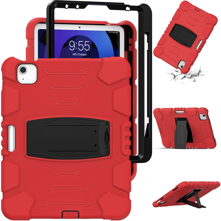 3-Layer PC + Silicone Shockproof Tablet Case with Holder For iPad Air 2020 / 2022 10.9 / Pro 11 2022 / 2021 / 2020 / 2018(Red+Black) - iPad Air (2022) / (2020) 10.9 Cases by buy2fix | Online Shopping UK | buy2fix