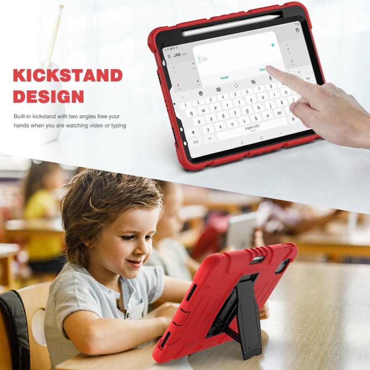 3-Layer PC + Silicone Shockproof Tablet Case with Holder For iPad Air 2020 / 2022 10.9 / Pro 11 2022 / 2021 / 2020 / 2018(Red+Black) - iPad Air (2022) / (2020) 10.9 Cases by buy2fix | Online Shopping UK | buy2fix