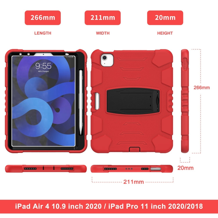 3-Layer PC + Silicone Shockproof Tablet Case with Holder For iPad Air 2020 / 2022 10.9 / Pro 11 2022 / 2021 / 2020 / 2018(Red+Black) - iPad Air (2022) / (2020) 10.9 Cases by buy2fix | Online Shopping UK | buy2fix