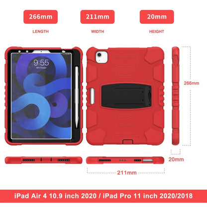 3-Layer PC + Silicone Shockproof Tablet Case with Holder For iPad Air 2020 / 2022 10.9 / Pro 11 2022 / 2021 / 2020 / 2018(Red+Black) - iPad Air (2022) / (2020) 10.9 Cases by buy2fix | Online Shopping UK | buy2fix