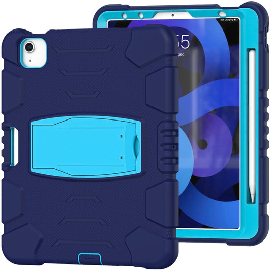 3-Layer PC + Silicone Shockproof Tablet Case with Holder For iPad Air 2020 / 2022 10.9 / Pro 11 2022 / 2021 / 2020 / 2018(NavyBlue+Blue) - iPad Air (2022) / (2020) 10.9 Cases by buy2fix | Online Shopping UK | buy2fix