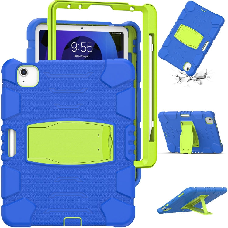 3-Layer PC + Silicone Shockproof Tablet Case with Holder For iPad Air 2020 / 2022 10.9 / Pro 11 2022 / 2021 / 2020 / 2018(Blue+Lime) - iPad Air (2022) / (2020) 10.9 Cases by buy2fix | Online Shopping UK | buy2fix