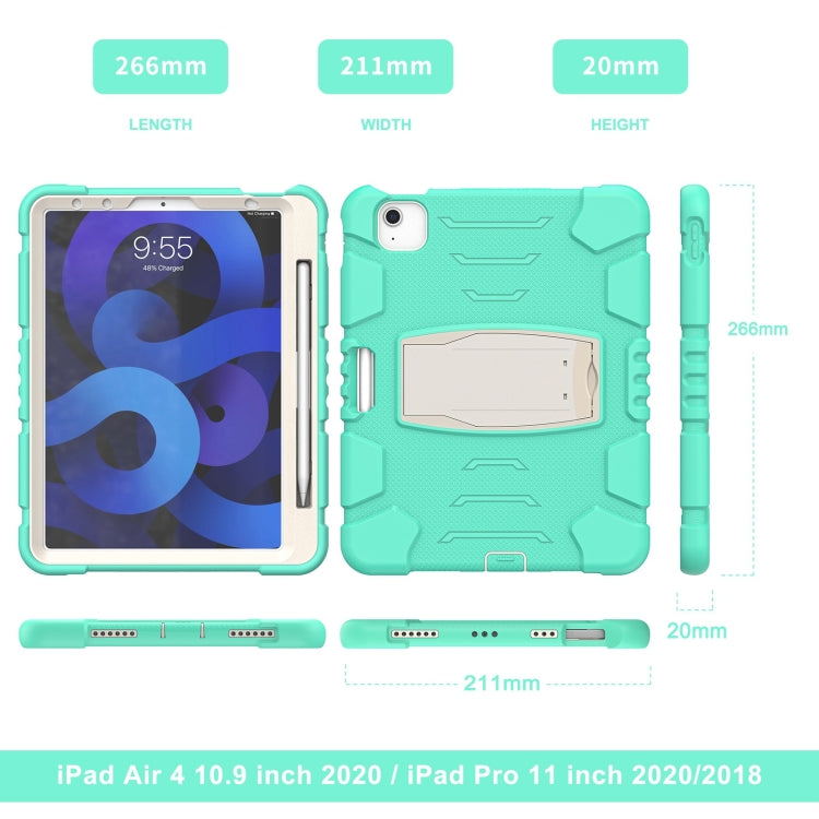 3-Layer PC + Silicone Shockproof Tablet Case with Holder For iPad Air 2020 / 2022 10.9 / Pro 11 2022 / 2021 / 2020 / 2018(Mint Green) - iPad Air (2022) / (2020) 10.9 Cases by buy2fix | Online Shopping UK | buy2fix